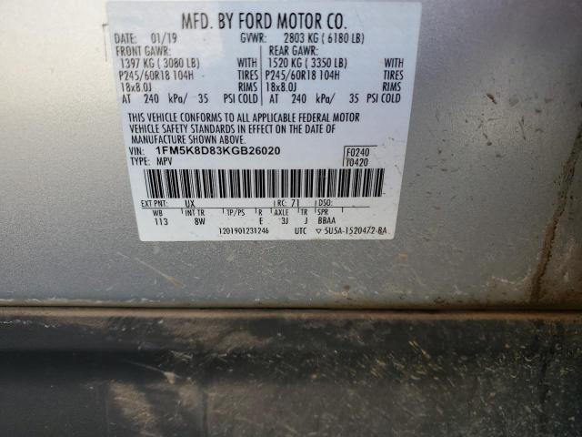 2019 FORD EXPLORER X - 1FM5K8D83KGB26020