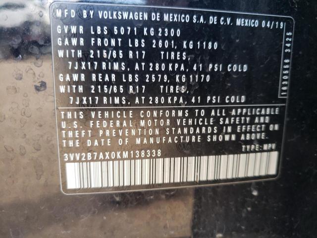 2019 VOLKSWAGEN TIGUAN SE #3296640010