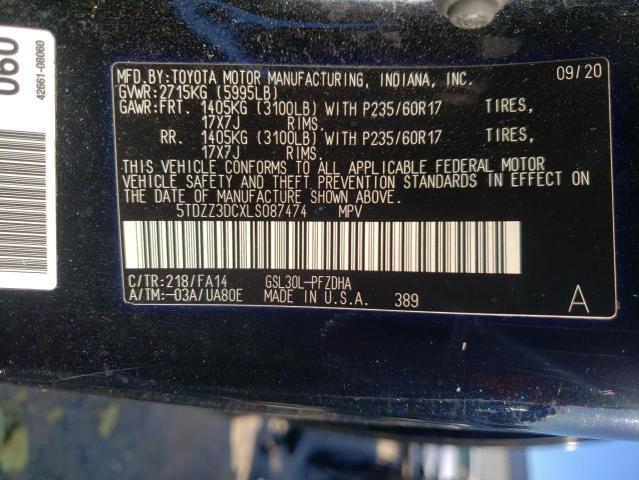 2020 TOYOTA SIENNA L 5TDZZ3DCXLS087474