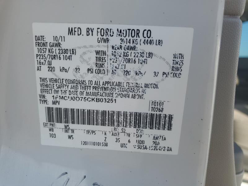 2012 FORD ESCAPE XLT - 1FMCU0D75CKB03251