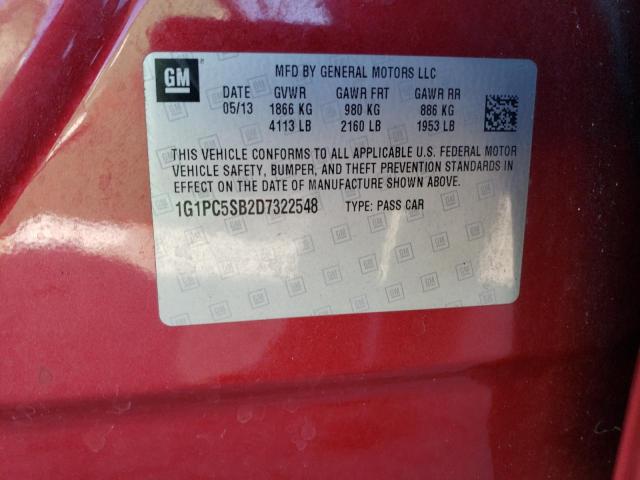 2013 CHEVROLET CRUZE LT - 1G1PC5SB2D7322548