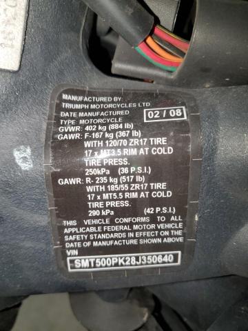 2008 TRIUMPH MOTORCYCLE SPEED TRIP SMT500PK28J350640