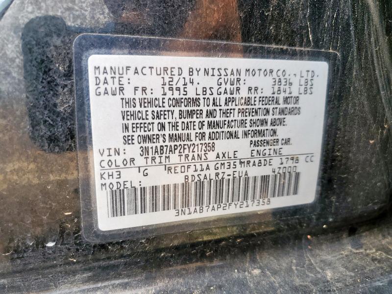 2015 NISSAN SENTRA S 3N1AB7AP2FY217358