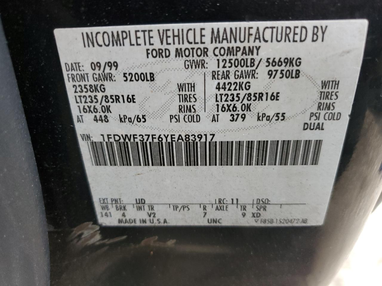 Lot #3302796888 2000 FORD F350 SUPER