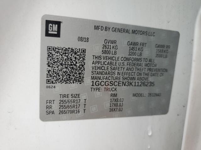 2019 CHEVROLET COLORADO LT - 1GCGSCEN3K1126235