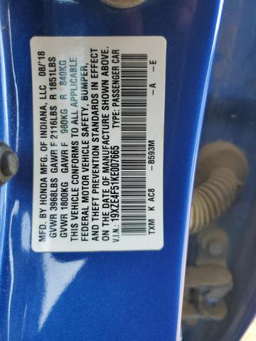 2019 HONDA INSIGHT EX 19XZE4F51KE007665