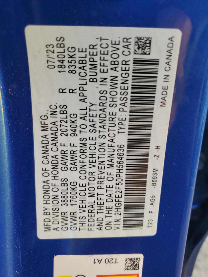 Lot #3303033599 2023 HONDA CIVIC SPORT