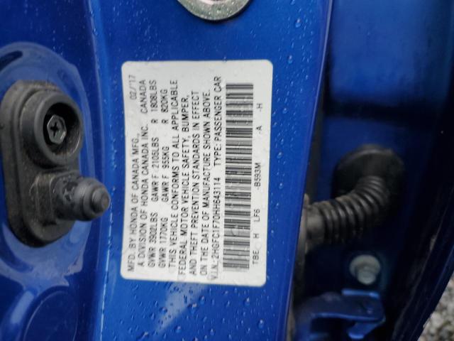 2017 HONDA CIVIC EXL 2HGFC1F70HH643114