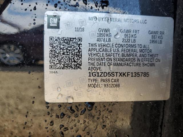 2019 CHEVROLET MALIBU LT - 1G1ZD5STXKF135785