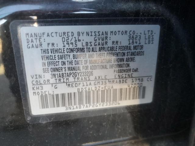 2016 NISSAN SENTRA S - 3N1AB7AP2GY233206