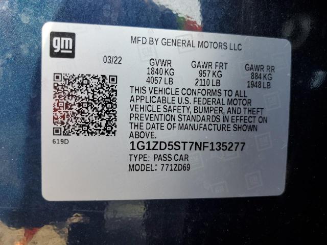 2022 CHEVROLET MALIBU LT - 1G1ZD5ST7NF135277