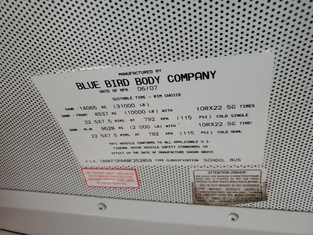 Lot #3269765717 2008 BLUE BIRD SCHOOL BUS