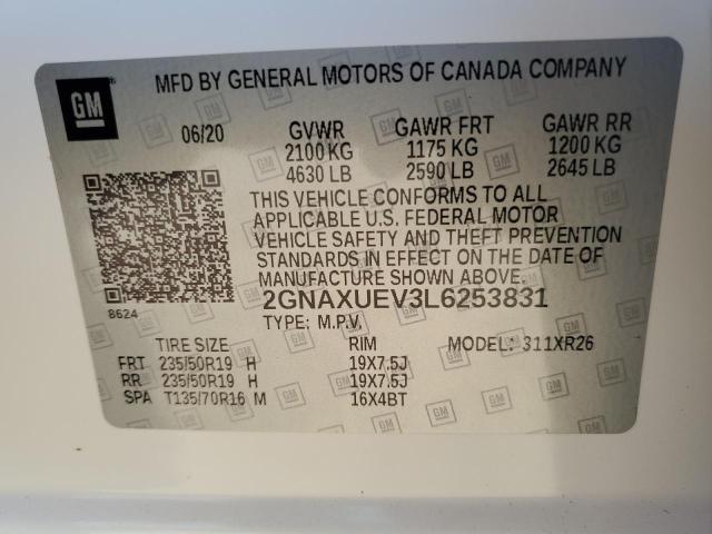 2020 CHEVROLET EQUINOX LT 2GNAXUEV3L6253831