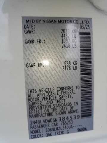 2025 NISSAN ALTIMA SV 1N4BL4DW0SN384539