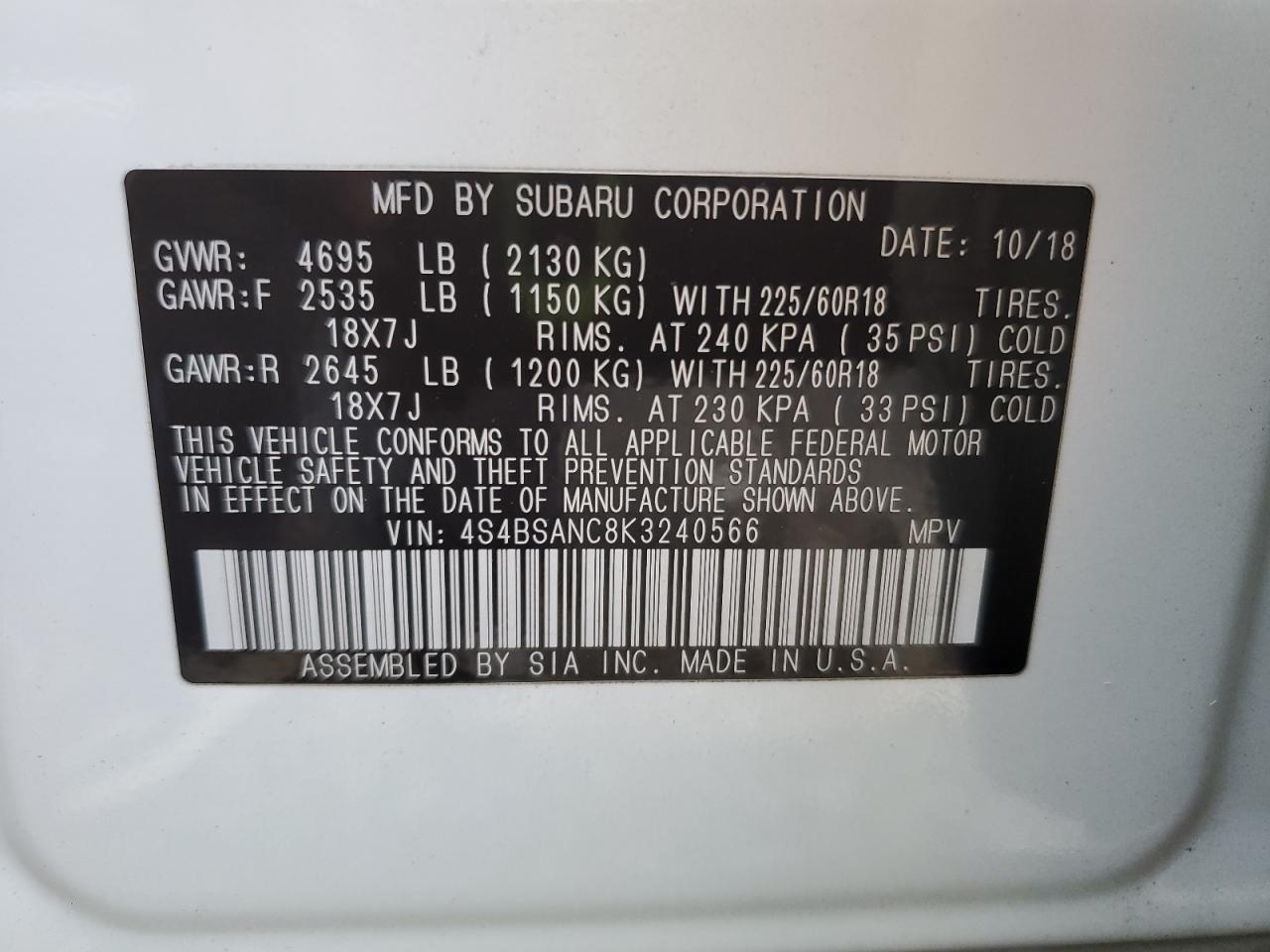 SUBARU OUTBACK 2.5I LIMITED