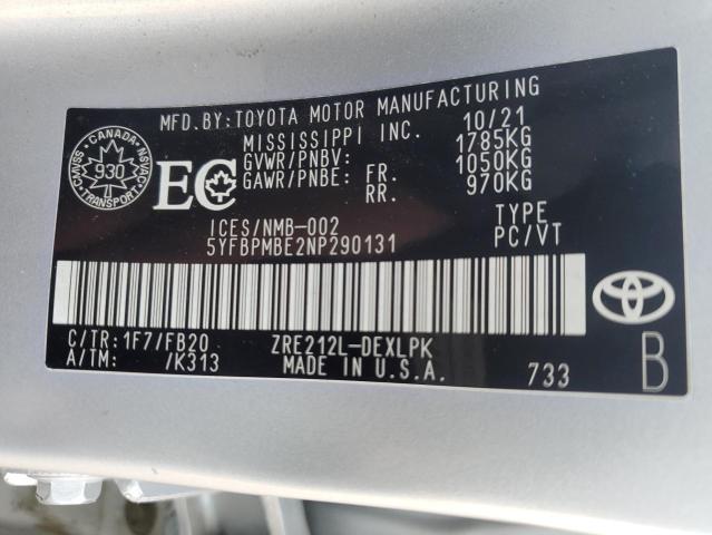 2022 TOYOTA COROLLA LE - 5YFBPMBE2NP290131