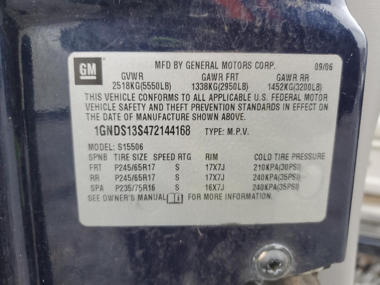 Lot #3284022847 2007 CHEVROLET TRAILBLAZE