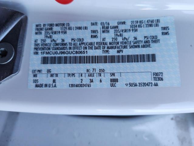 2016 FORD ESCAPE TIT - 1FMCU0J96GUC80651