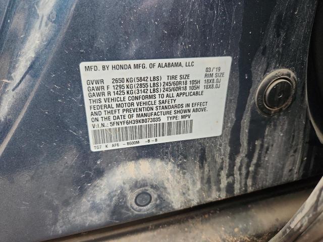 2019 HONDA PILOT EX 5FNYF6H39KB073035