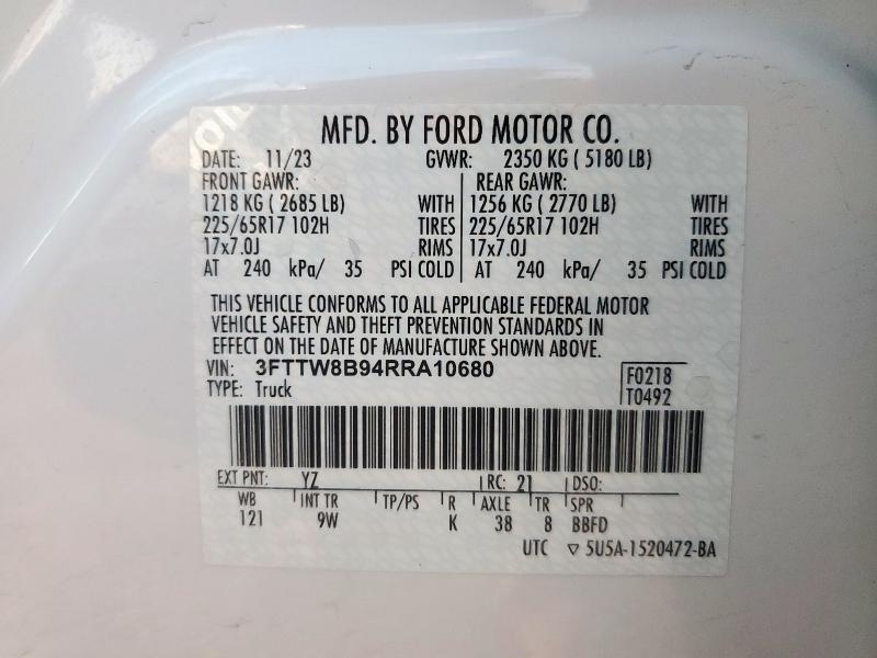 2024 FORD MAVERICK X 3FTTW8B94RRA10680
