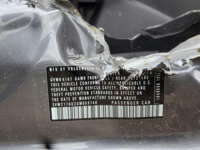 2016 VOLKSWAGEN GOLF S/SE 3VW217AU2GM059748