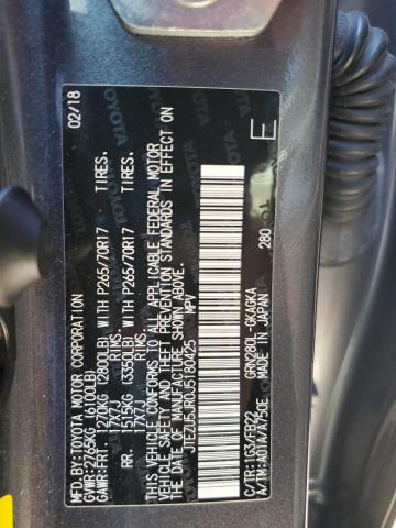 2018 TOYOTA 4RUNNER SR JTEZU5JR0J5180425