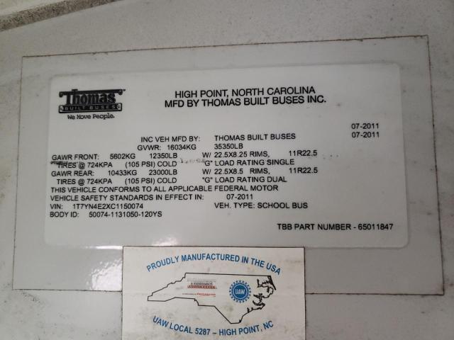 2012 THOMAS SAF-T-LINER HDX #3278639966