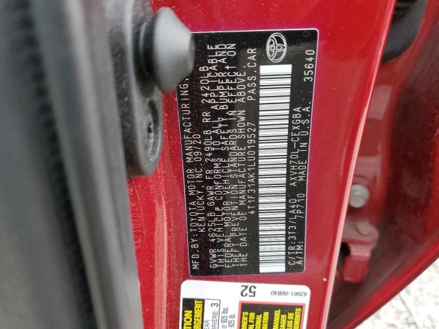 2020 TOYOTA CAMRY XLE 4T1F31AK1LU019527