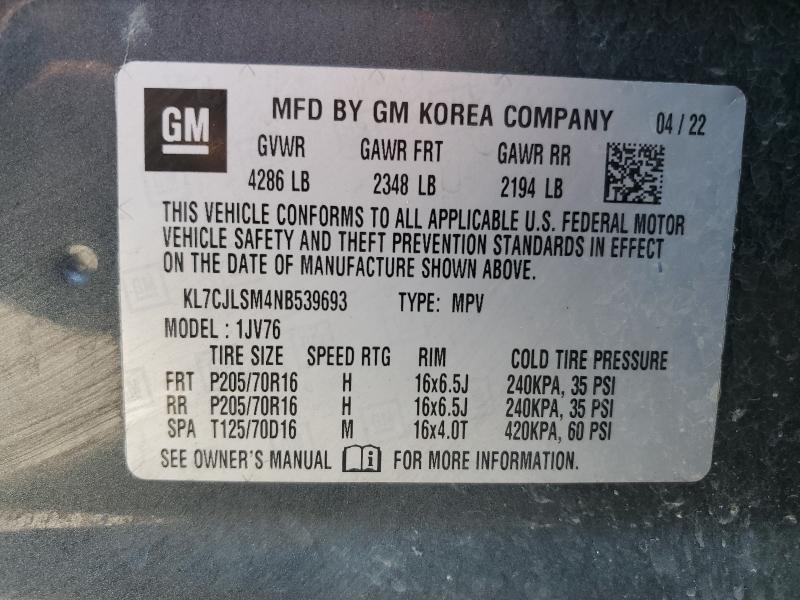 2022 CHEVROLET TRAX 1LT #3302915086