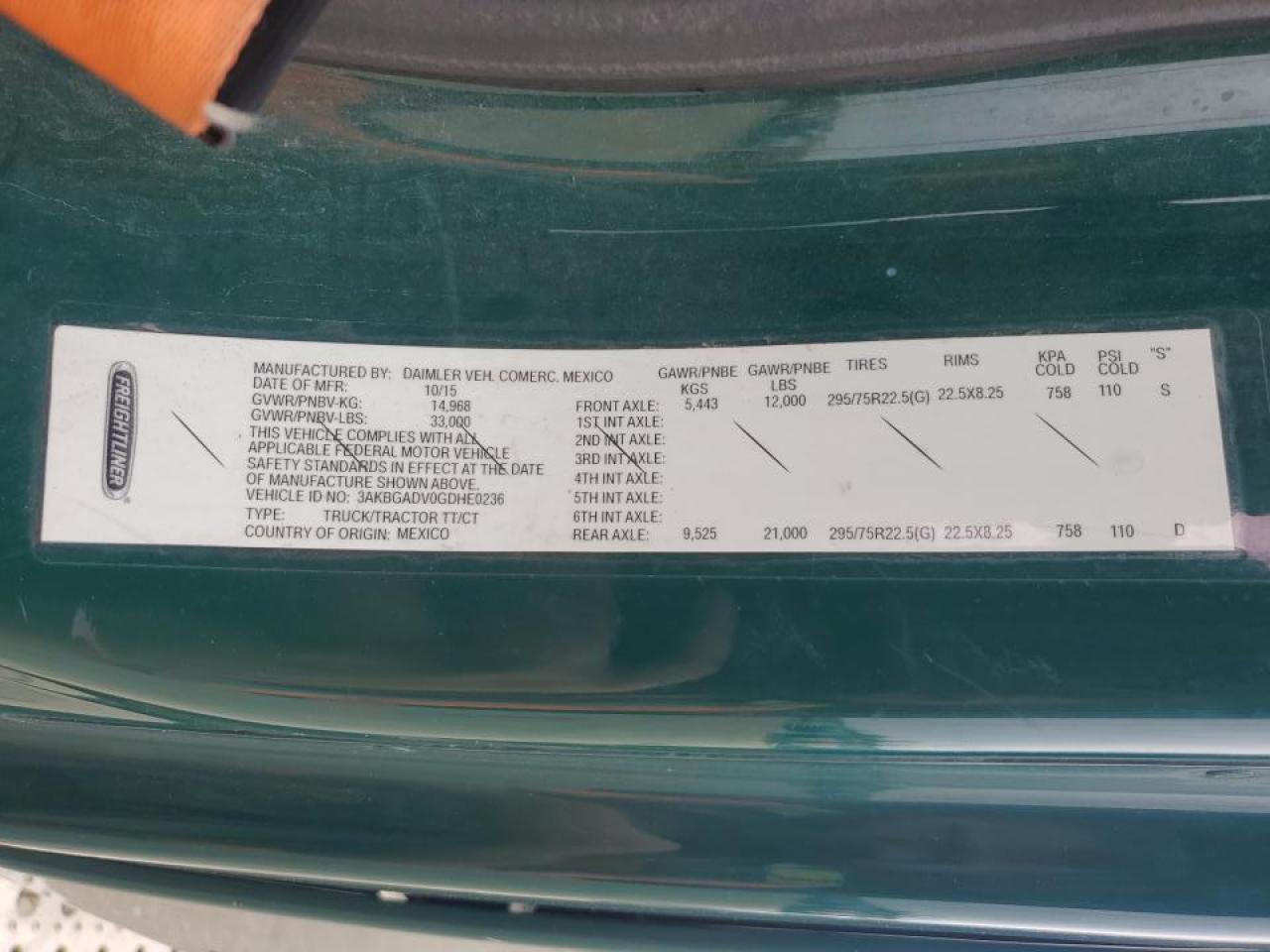 Lot #3268331058 2016 FREIGHTLINER CASCADIA 1