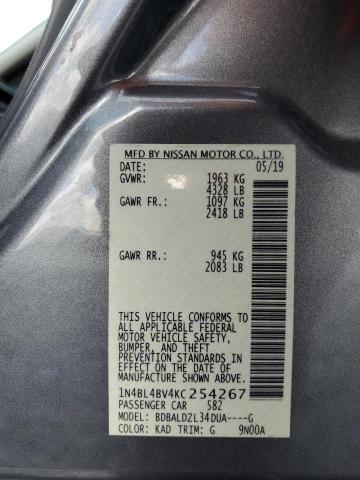 2019 NISSAN ALTIMA S - 1N4BL4BV4KC254267