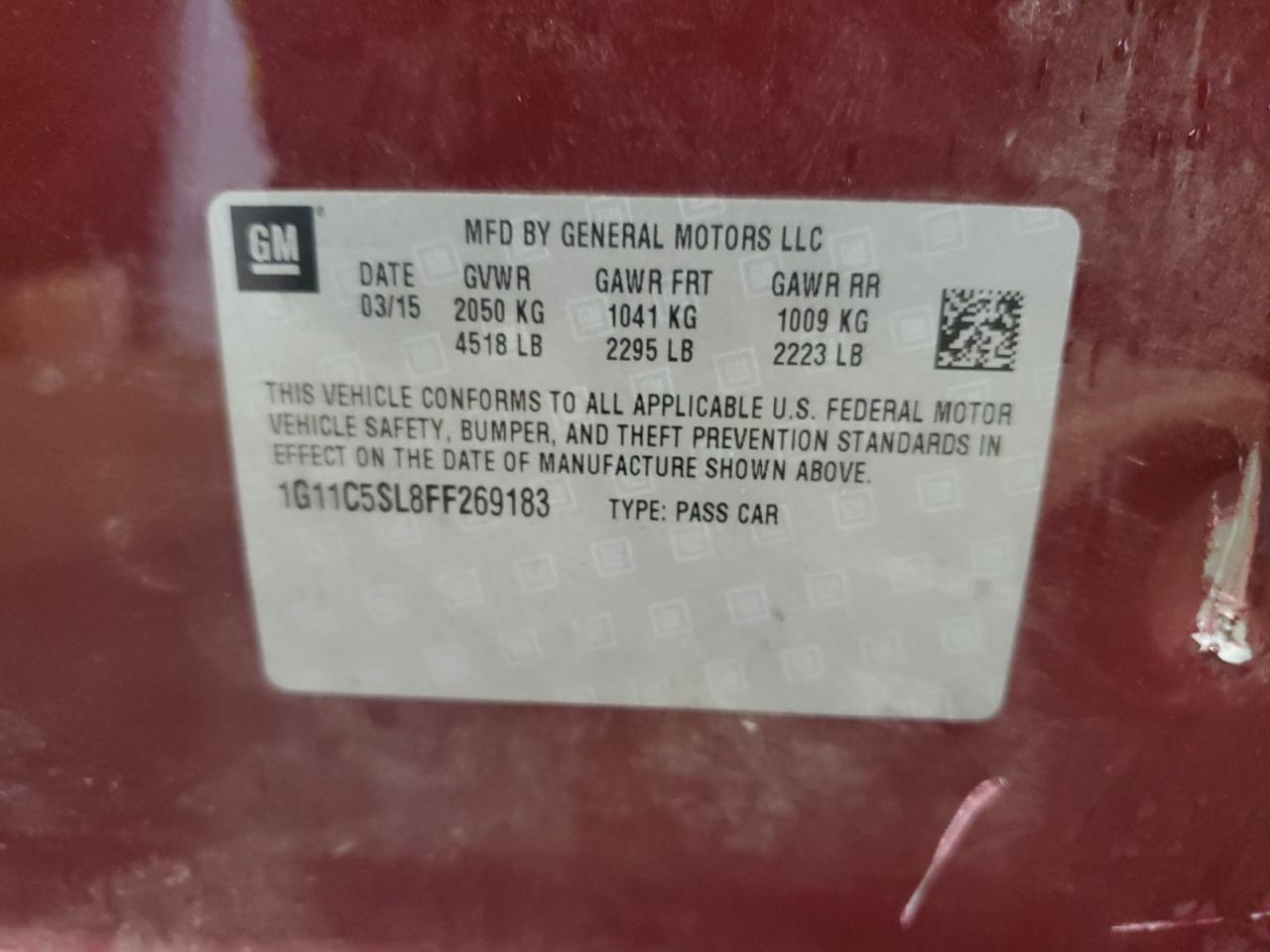 Lot #3301852959 2015 CHEVROLET MALIBU 1LT