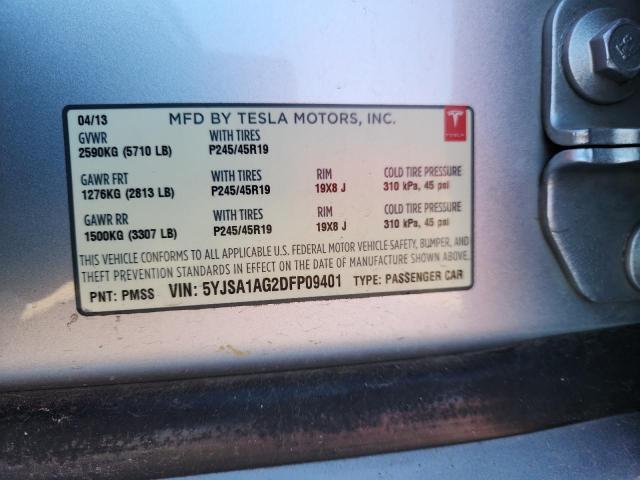 2013 TESLA MODEL S - 5YJSA1AG2DFP09401