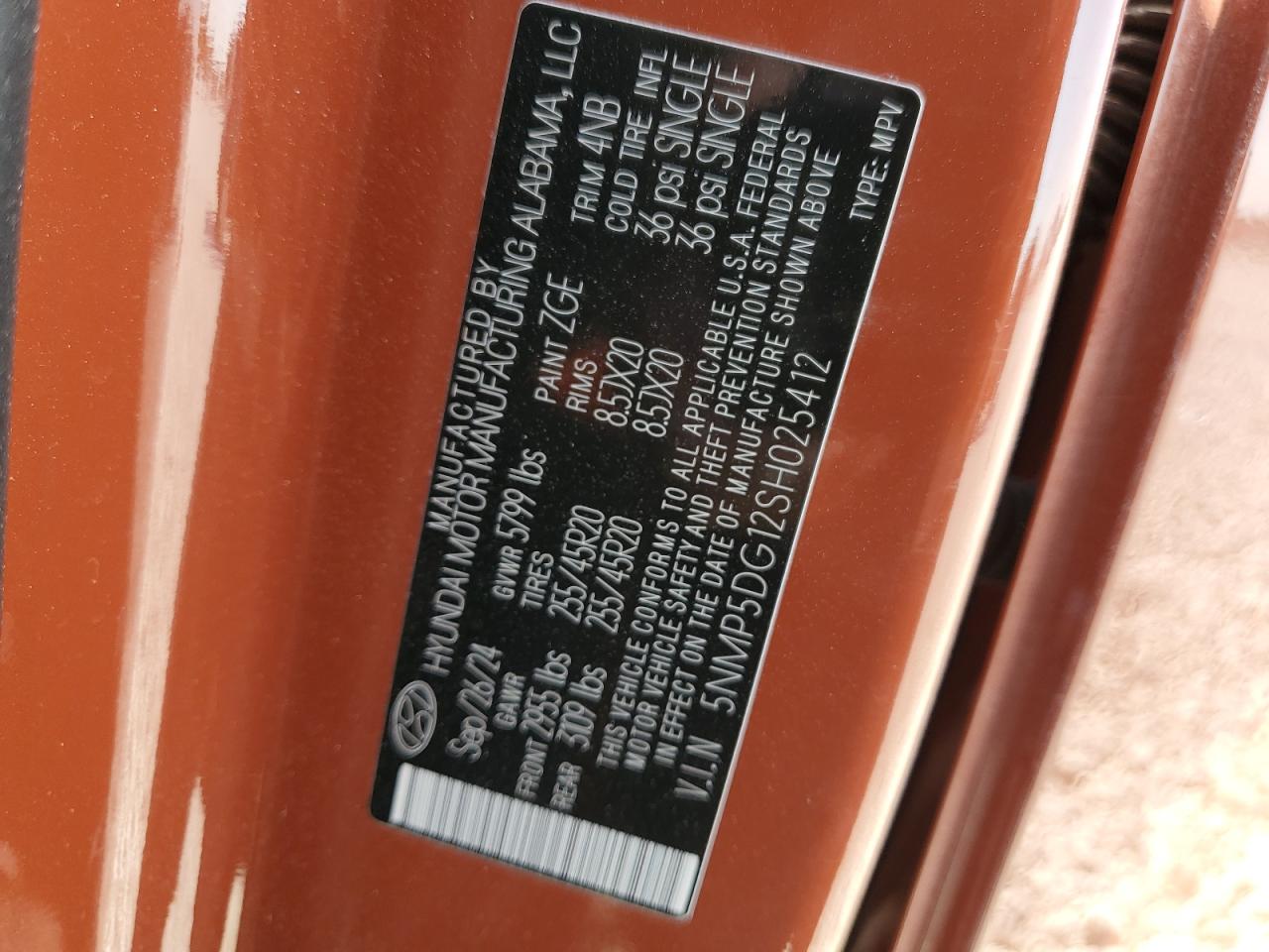 Lot #3309480580 2025 HYUNDAI SANTA FE C