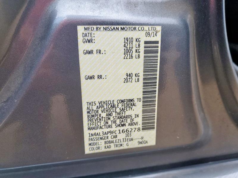 2015 NISSAN ALTIMA 2.5 - 1N4AL3AP9FC166278