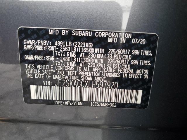 2020 SUBARU FORESTER P #3293590436