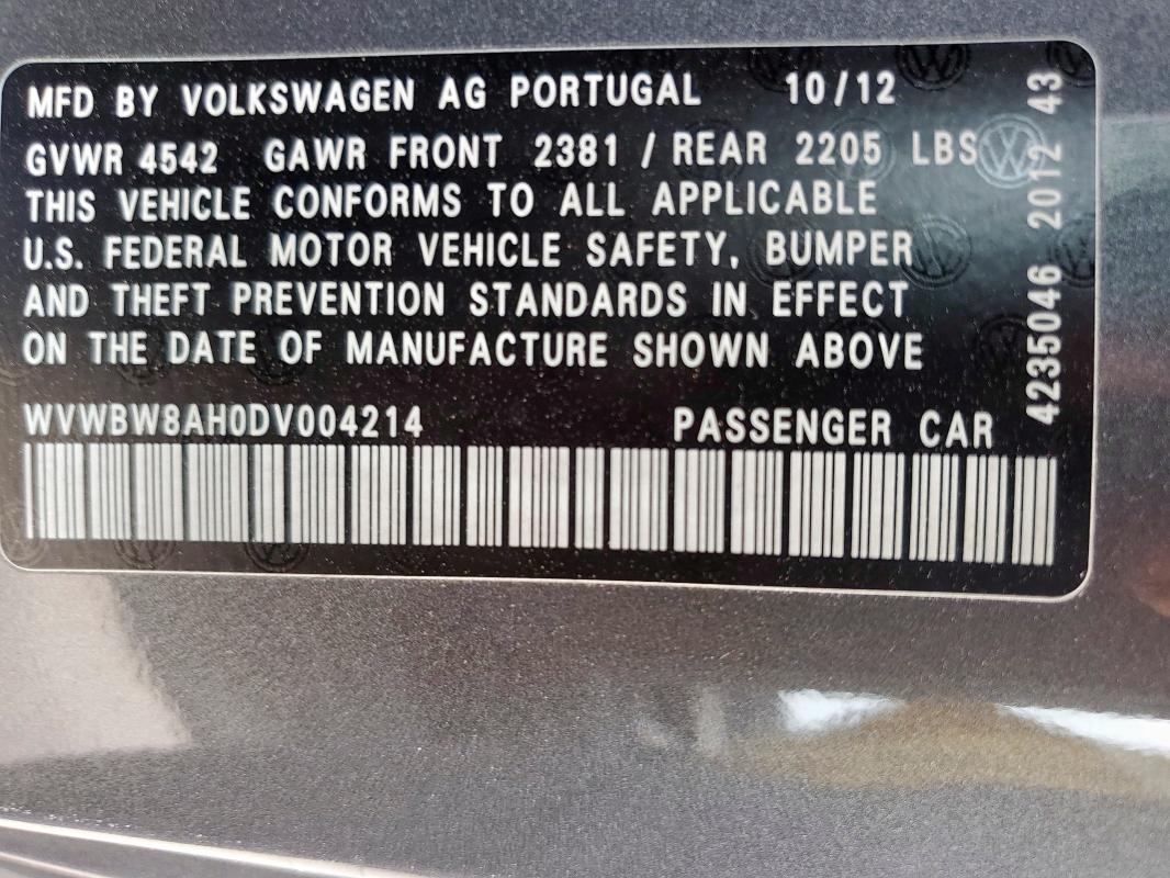 2013 VOLKSWAGEN EOS KOMFOR #3301988487