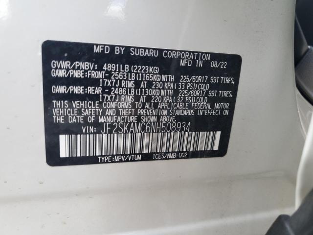 2022 SUBARU FORESTER W JF2SKAMC6NH508934