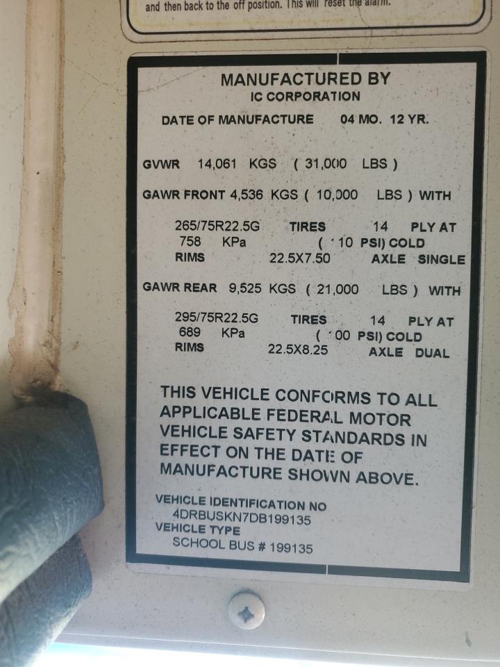Lot #3266969492 2013 IC CORPORATION CE SERIES SCHOOL