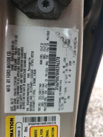 2017 FORD FUSION SE - 3FA6P0H78HR396378