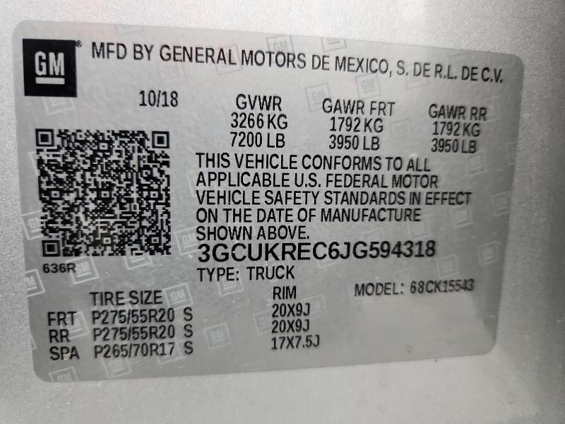 2018 CHEVROLET SILVERADO - 3GCUKREC6JG594318