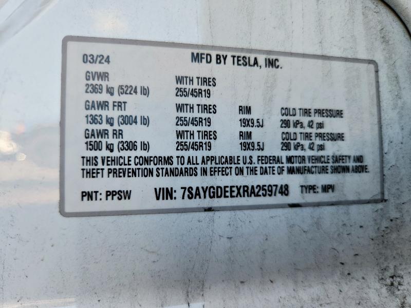2024 TESLA MODEL Y - 7SAYGDEEXRA259748