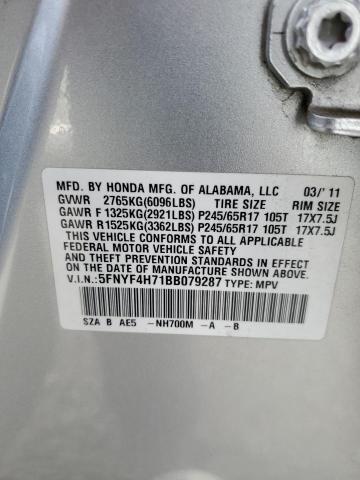 2011 HONDA PILOT EXLN - 5FNYF4H71BB079287