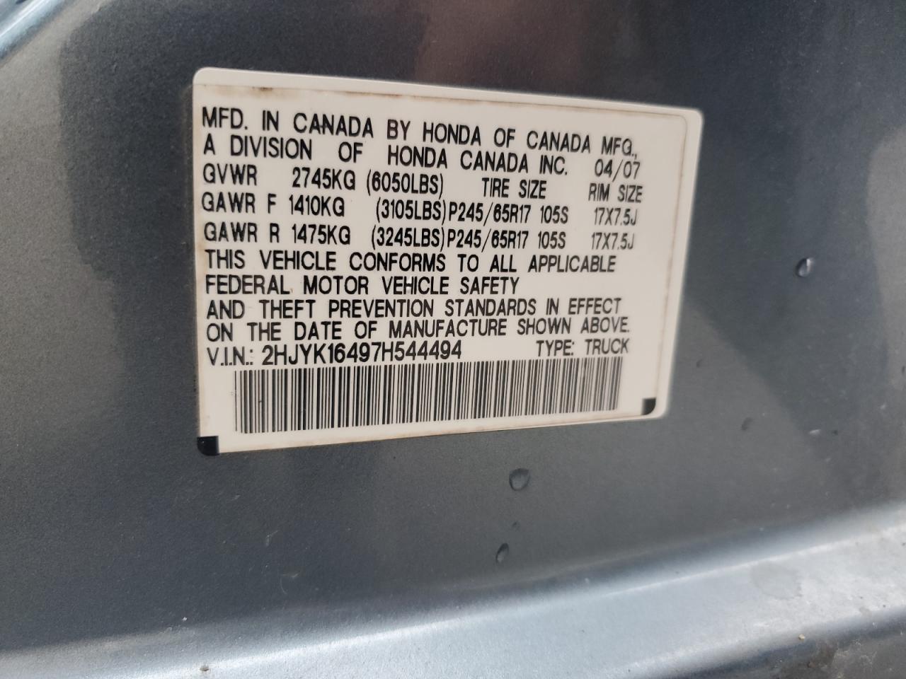 Lot #3285623274 2007 HONDA RIDGELINE