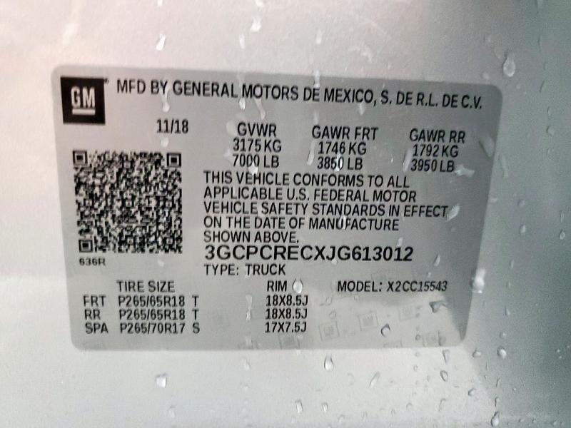 2018 CHEVROLET SILVERADO C1500 LT 3GCPCRECXJG613012