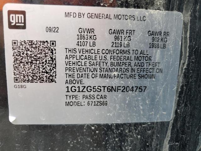 2022 CHEVROLET MALIBU RS 1G1ZG5ST6NF204757