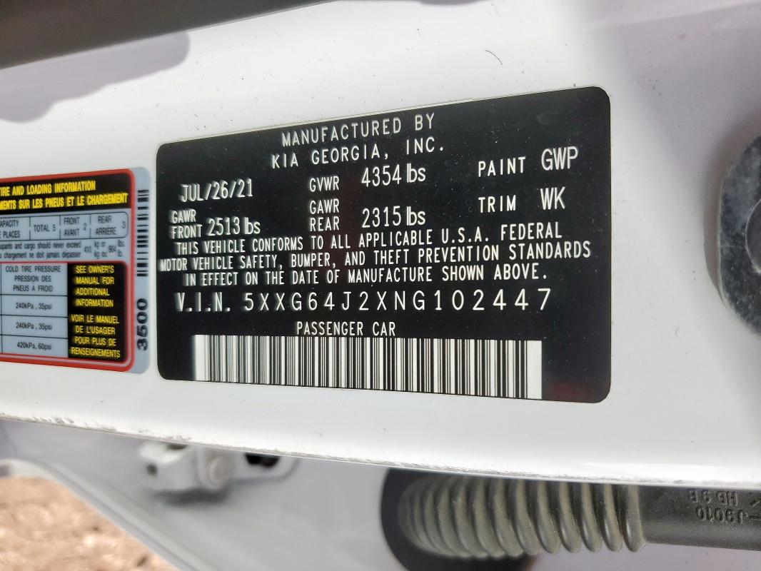 2022 KIA K5 GT LINE - 5XXG64J2XNG102447