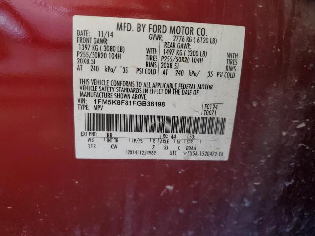 2015 FORD EXPLORER LIMITED - 1FM5K8F81FGB38198