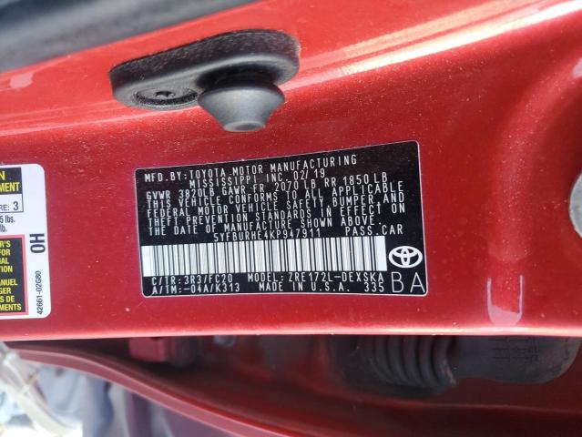 2019 TOYOTA COROLLA L - 5YFBURHE4KP947911