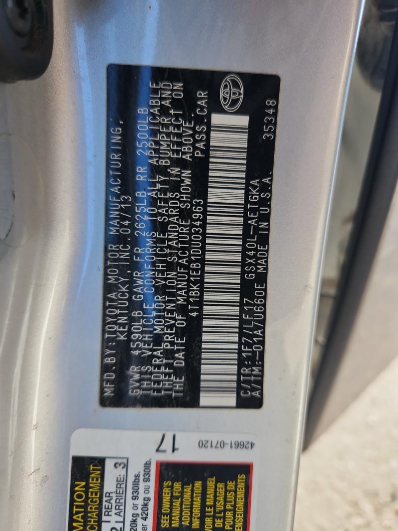 2013 TOYOTA AVALON BAS #3293460428